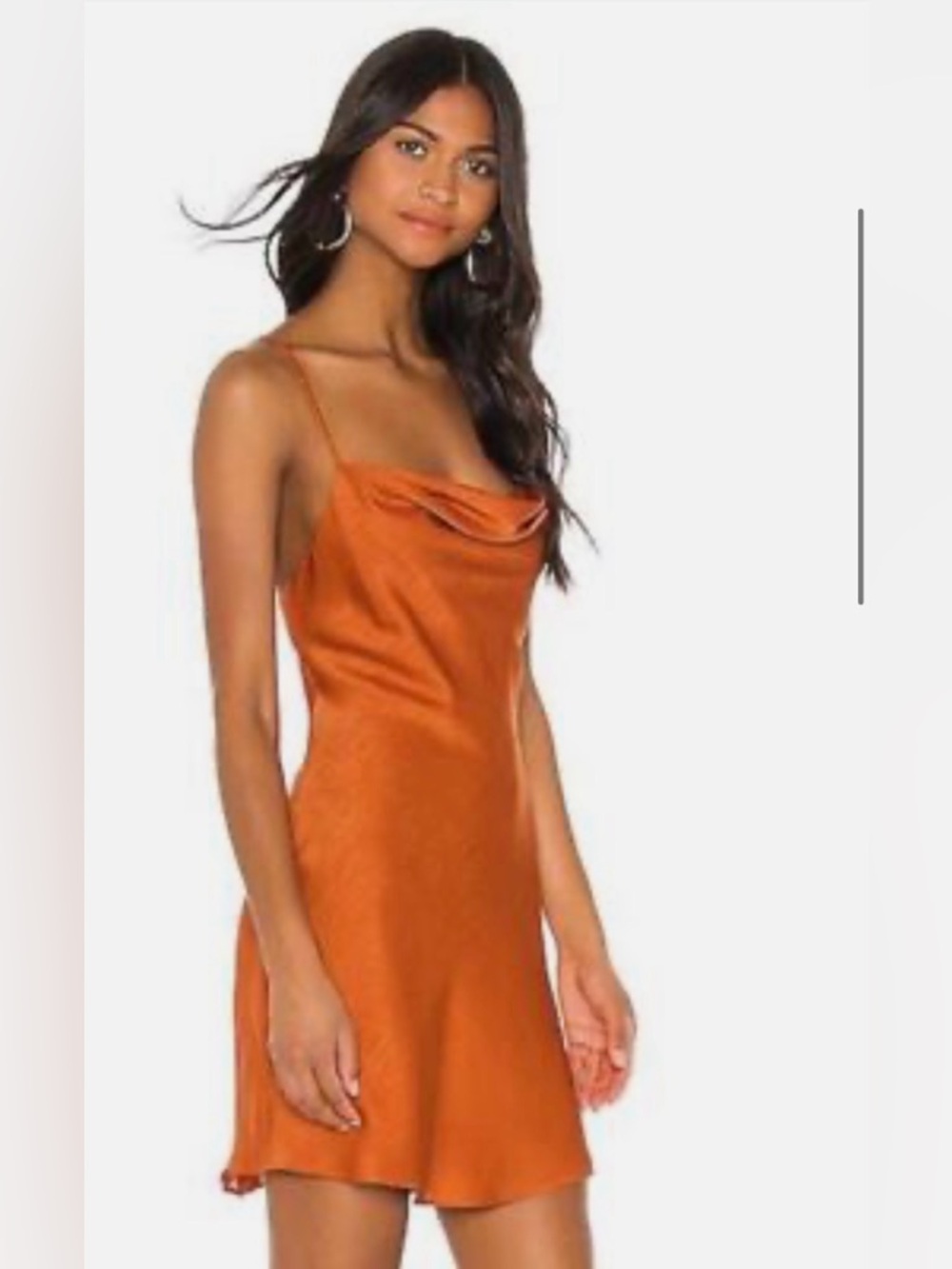 House of Harlow 1960 Satin Cowl Mini Dress in Burnt Orange